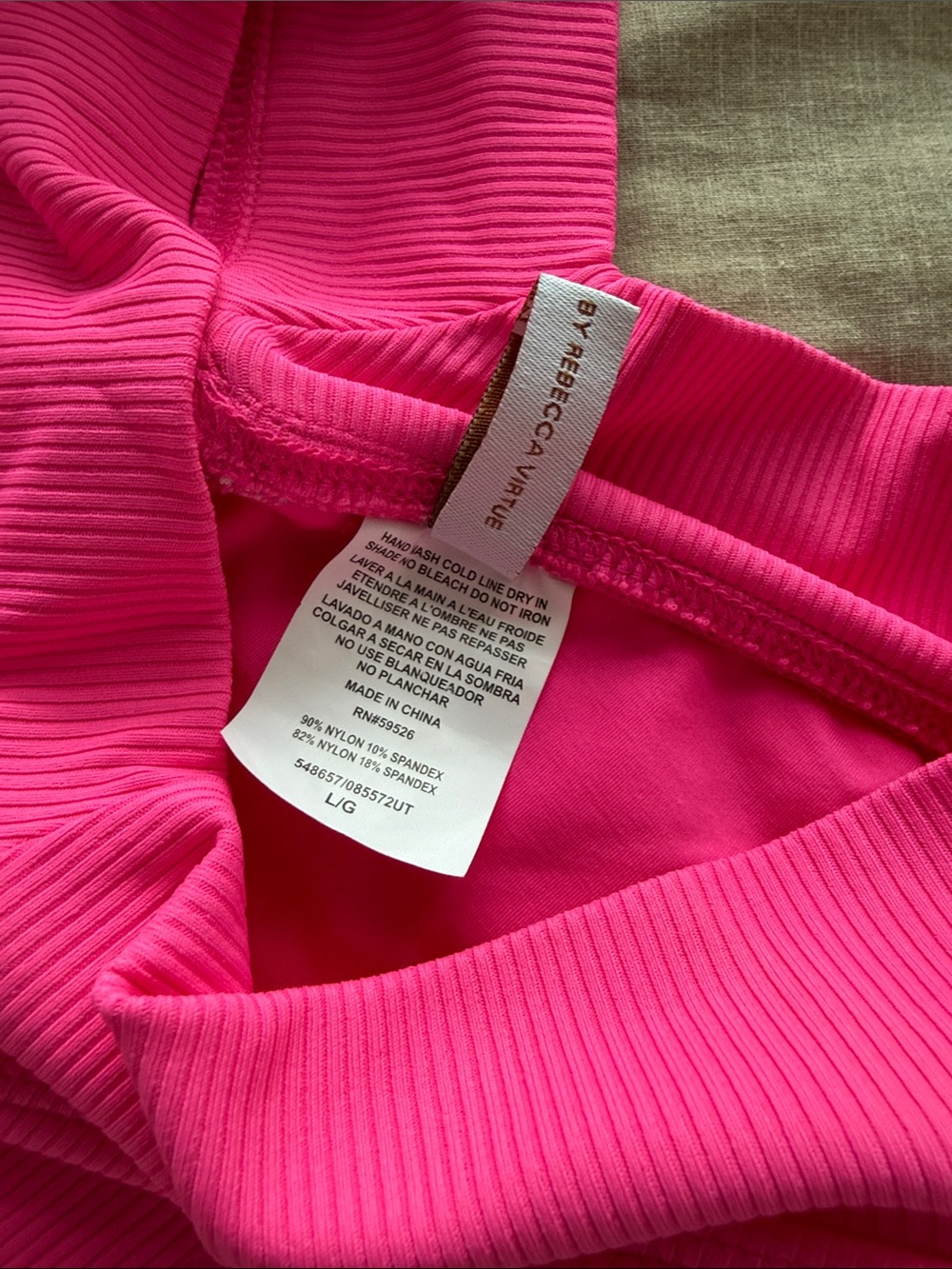 BECCA Hot Pink Ribbed Triangle Bikini Set - Picture 4 of 5